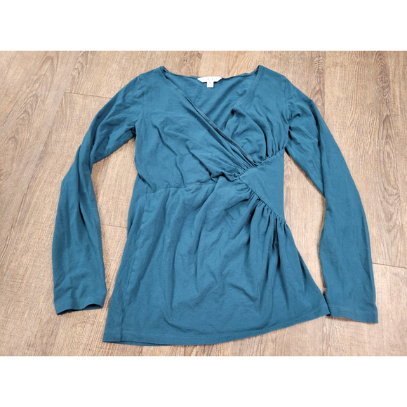CAbi Tops - Cabi #677 Top Small Peacock Blue Teal Diamond Surplice Faux Wrap Blouse